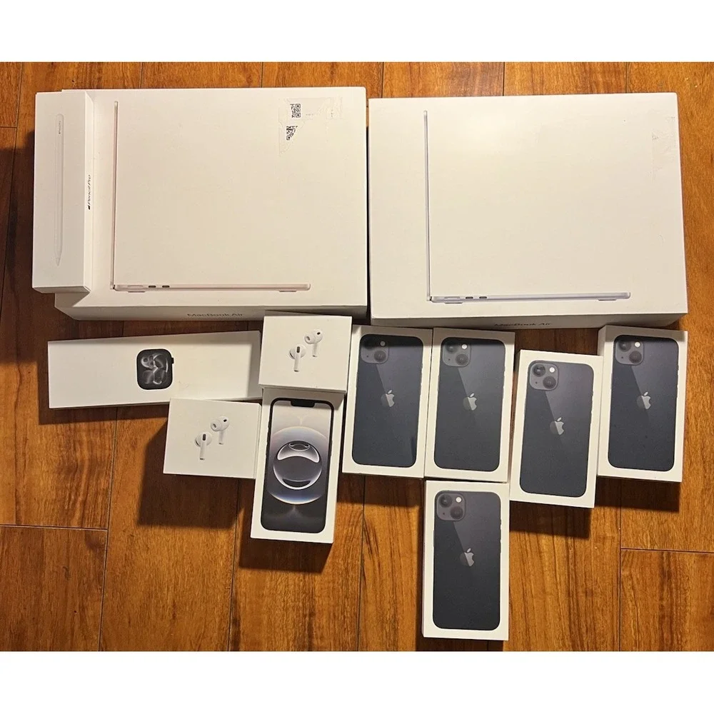 Apple Box Lot Of iPhones , MacBook Air, Pencil, AirPods Pro And Watch - EMPTY